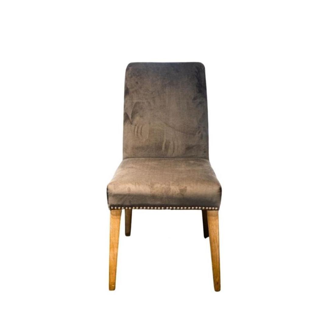 Pascal Dining Chair Dark Grey Velvet With Antique Studs image 0